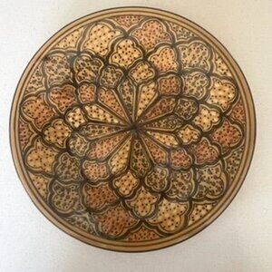 Set Of 2 Le Souk Hand-Painted "Honey" Dinner Plates Moroccan 10.5" Tunisia